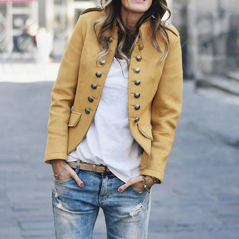 

Women's Blend Coat Double Button Regular Wool Blend Coat Female Woman Winter Coat 2019 Elegant Warm Overcoat Outerwear