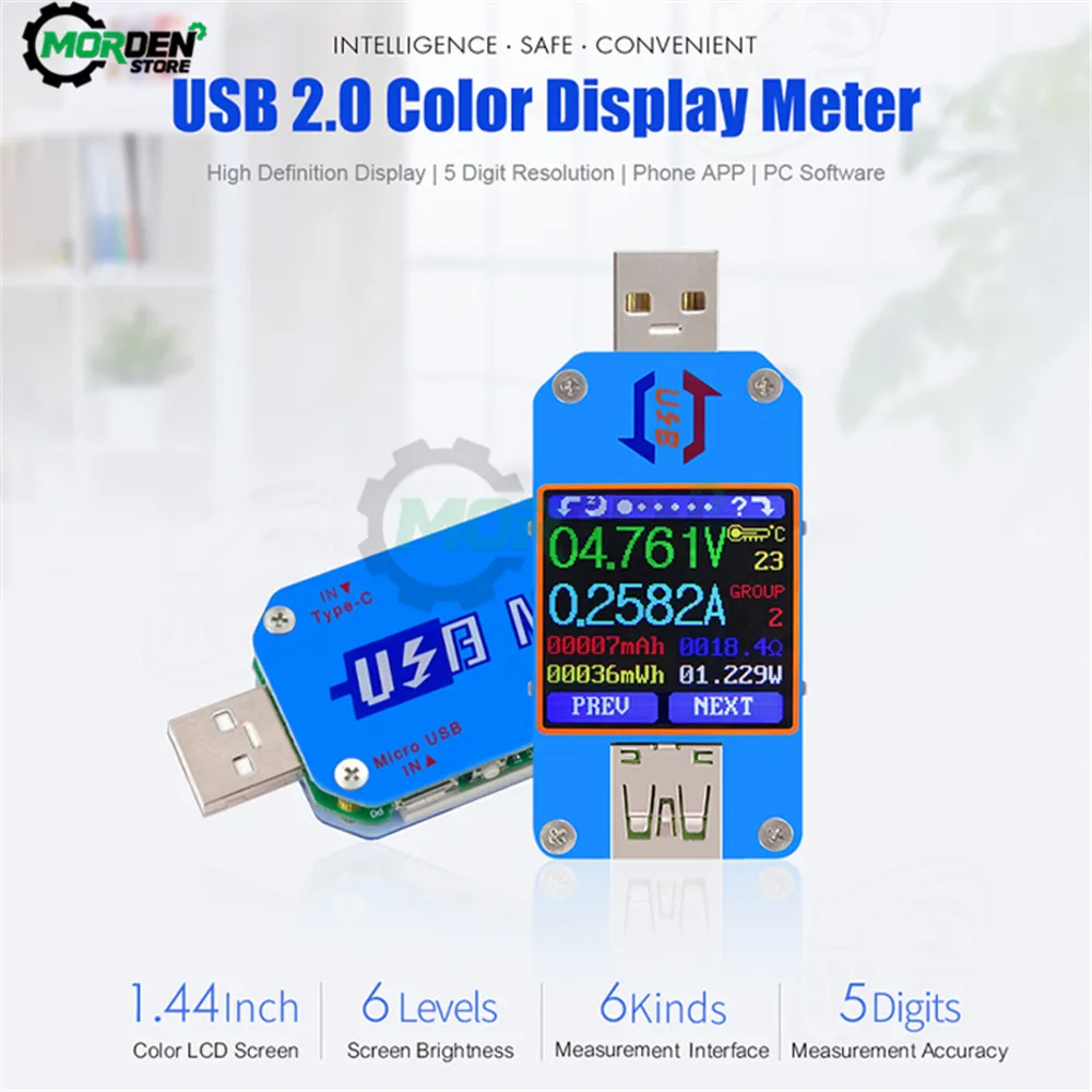 UM24 UM24C Color LCD Display Type-C Power Capacity Detector Voltmeter Ammeter