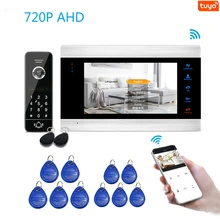Intercomunicador de vídeo para puerta, sistema de intercomunicación con detección de movimiento, 720P, AHD, WIFI, SIP, código RFID, timbre, aplicación remota Tuya, desbloqueo, cámara IR
