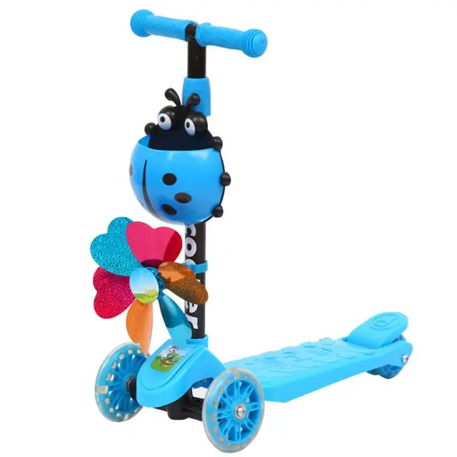40JC Windmill Ladybug Scooter Foldable and Adjustable Height Lean to Steer 3 Wheel Scooters for Toddler Kids Boys Girls Age 3-8 4