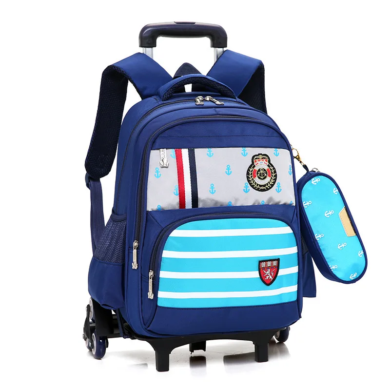 Grils Children Trolley school Backpack School Bags Removable Wheeled Bags Nylon Orthopedic Backpacks for teenagers boys Mochila - Цвет: 6 wheels sky blue