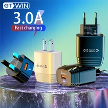 GTWIN 3A Fsat зарядка USB зарядное устройство Быстрая QC 3,0 зарядка США ЕС Великобритания вилка мобильного телефона настенное зарядное устройство для samsung A50 iPhone 7 huawei
