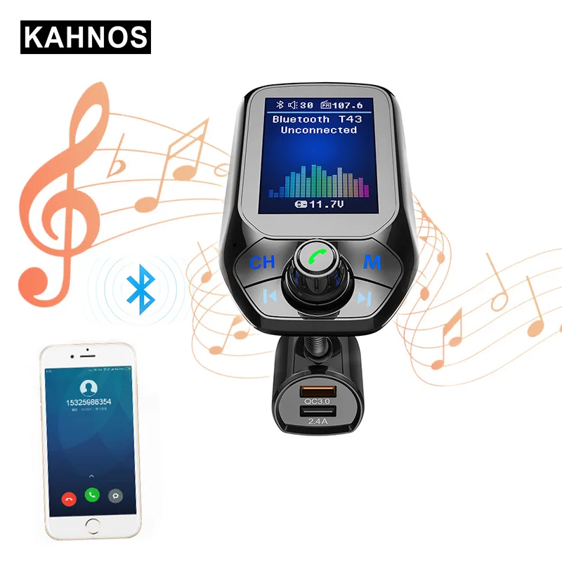 

Car MP3 Player Bluetooth Cigarette Lighter Charger Auto Dual USB Charge Vehicle Hand-free Music Car QC 3.0 Charger 12V Socket
