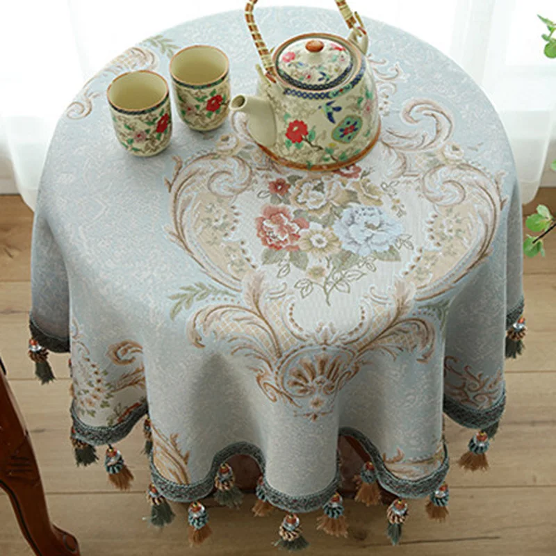 

Luxury Eye-Catching Small Round Table Cloth Cover Flower Rectangle Jacquard Tablecloths Home Dustcloth Tablecloth Tassel Tapete