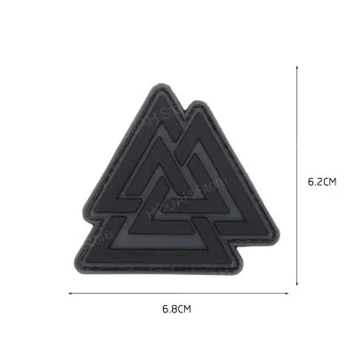 GRAY PVC Ворон символ Одина Unicursal Valknut Valhalla тактические Викинги боевой патч Blackbird Sun эмблема военный значок аппликация патч - Цвет: GRAY PVC