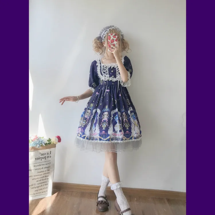 Оригинальное платье Kawaii в стиле &quotЛолита&quot песочные часы ангела с коротким