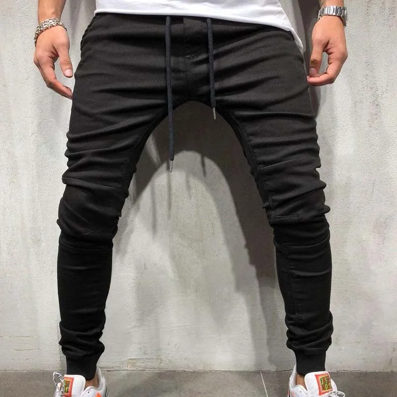 Men Solid Skinny Jeans Pants Fashion Streetwear Jeans Hip Hop Slim Fit Denim Pants Male Stretchy 4