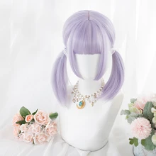 Косплей салон 44 см Средний светло-фиолетовый прямой Боб челка Япония синтетический парик для костюмированной вечеринки+ шапка