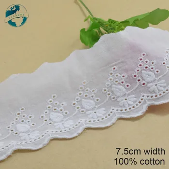 

3yard 7.5cm wide 100% Cotton embroid lace sewing ribbon guipure trim wedding lace DIY Garment Accessories african lace edge#3991