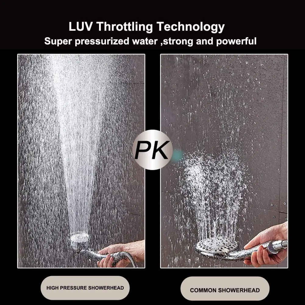 Zloog 3 Modes Adjustable Silver Black Shower Head High Pressure Handheld Showers Pressurized Bathroom Showerhead Set with Hose 2