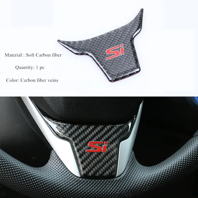 Накладка на руль автомобиля для Honda 10th generation Civic- интерьер ABS углеродное волокно украшения Аксессуары - Название цвета: si