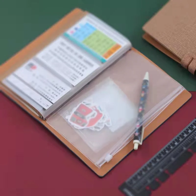 투명 파일 홀더 표준 투명 PVC 루즈 리프 파우치, 방수 예산봉투, 지퍼 바인더, 노트북 플래너, A6, 10 개