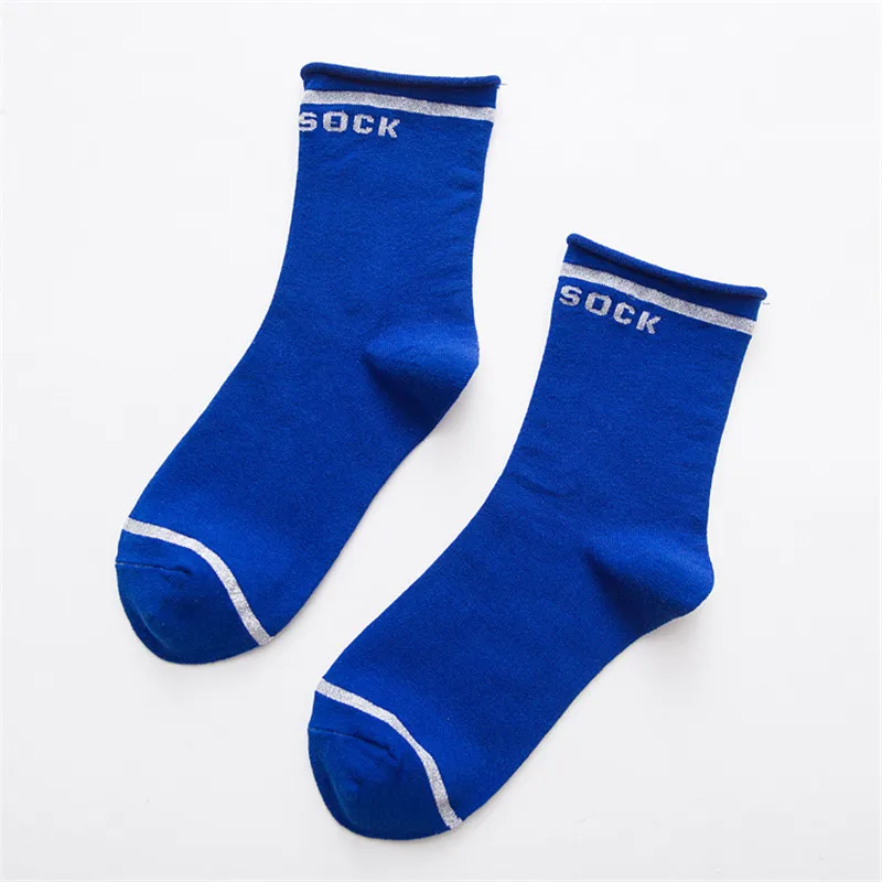 1Pairs Winter New Products Candy-colored Silver Onion Curling Women's Socks Letter Cotton Ladies Tube Socks Christmas Socks