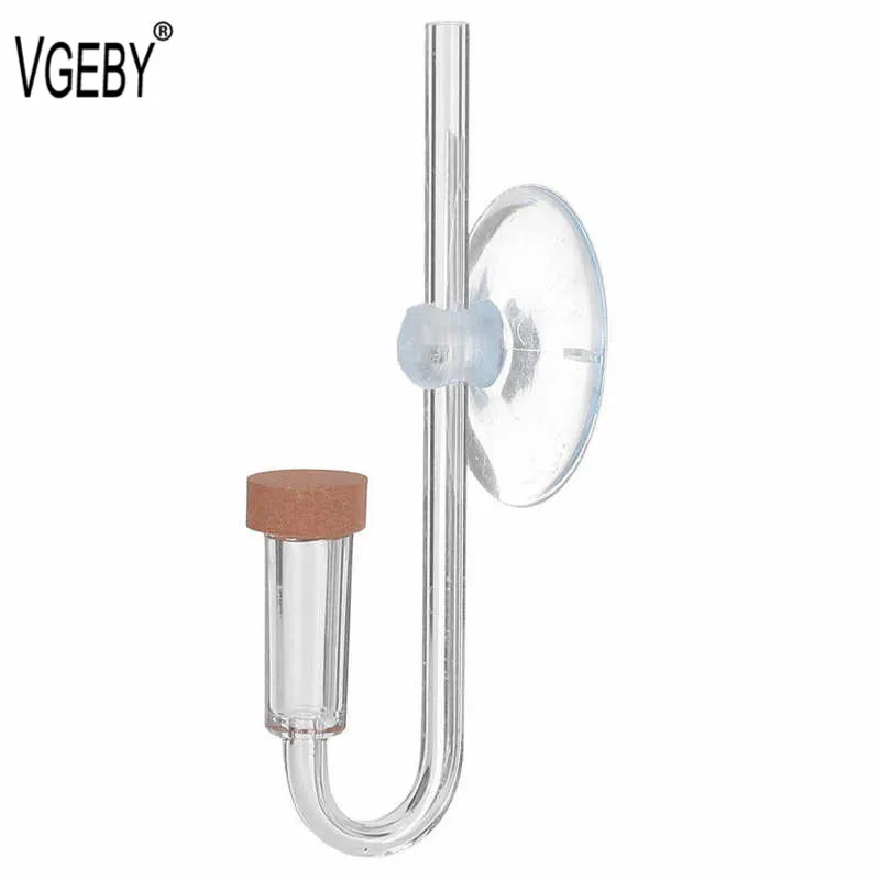 Refinador de CO2 acrílico transparente en forma de U para pecera, con ventosa, Mini difusor, accesorios para acuario