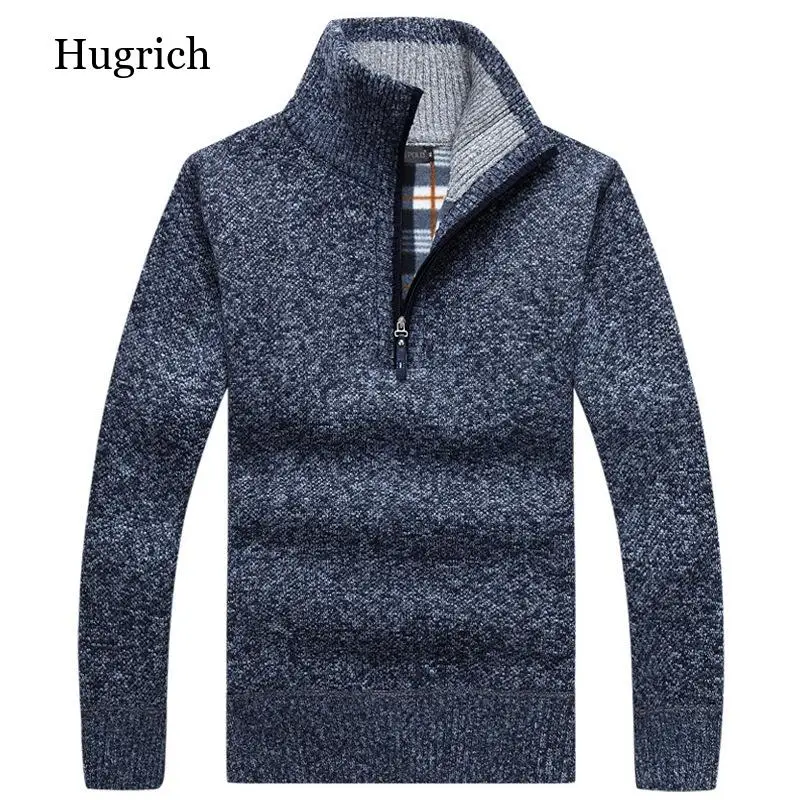 

Pullover Mens Thick Warm Knitted Pullover Men Sweater Solid Fashion Turtleneck Sweaters Half Zip Warm Fleece Winter Coat Casual