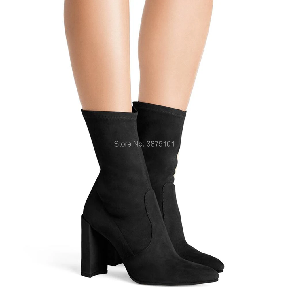 sock booties thick heel