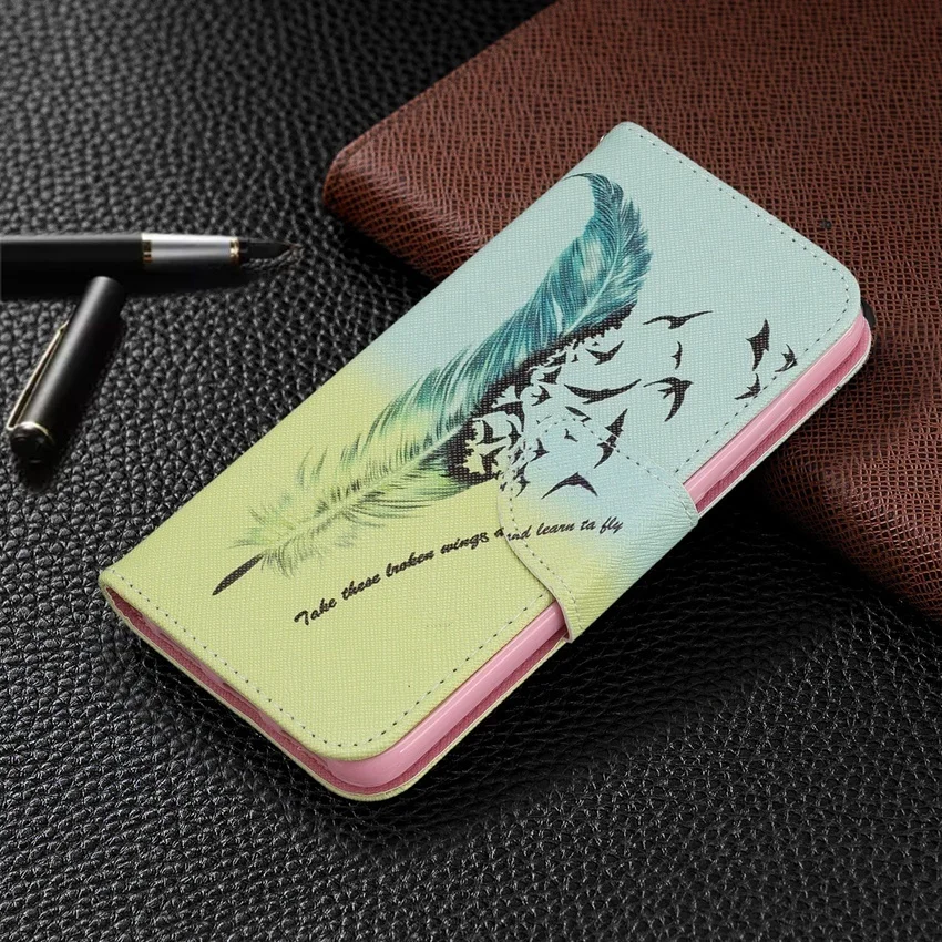 Cartoon Leather Flip Case For Huawei Y3 2017 Y5 2018 Y6 Pro Y7 Y9 Prime 2019 Nova 3i 4E 5i P Smart Wallet Cover Phone Bags Book huawei silicone case