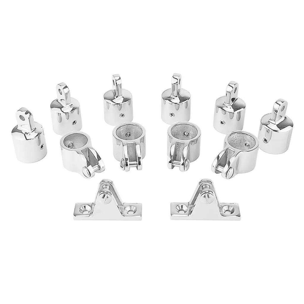 12PCS 3 BOW BIMINI TOP BOAT STAINLESS STEEL FITTINGS HARDWARE SET FOR 7/8' TUBEMarine Hardware