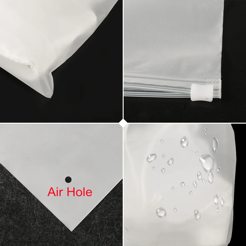 Pack of 10 Frosted Resealable Storage Bags with Air Holes for Underwear, Socks, and Cosmetics