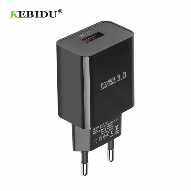 Быстрое зарядное устройство KEBIDU 18 Вт 3 0 USB QC быстрое портативный дорожный