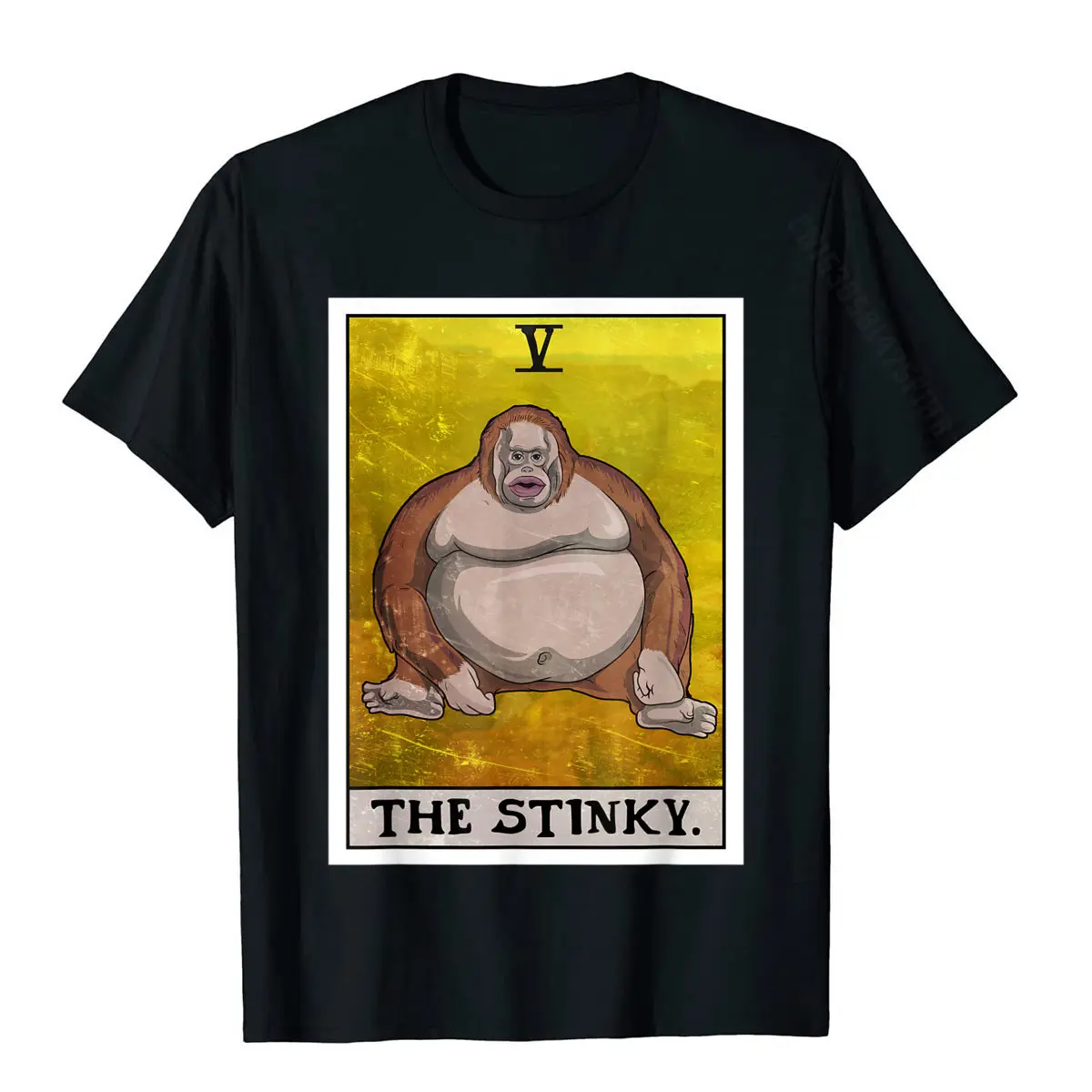 Casual Tops & Tees 2021 New Fashion Crewneck Casual Short Sleeve 100% Cotton Men's Top T-shirts Design Tshirts Th Stinky Meme Tarot Card Uh Oh Stinky Monkey T-Shirt__471 black