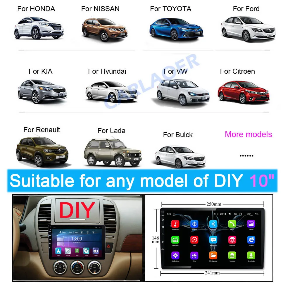 2 din автомобильный радиоприемник для Android мультимедийный плеер 10 inche 2G ram для Toyota Volkswagen hyundai Киа Renault Suzuk Nissan Honda Для Audi Lada