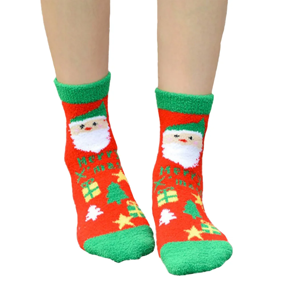 

Women Winter Socks Christmas Socks Coral Velvet Super Thick Warm Socks Lady Fashion Soft Santa Claus Elk Happy Festival Socks