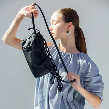 

S.IKRR Luxury Handbags Women Bags Designer Baguette Bag Clear Acrylic Chain Leather Shoulder Bag Crossbody Bags For Women 2020