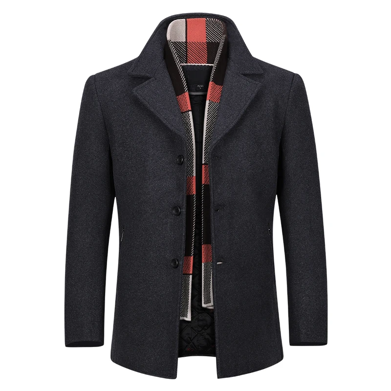 YOUTHUP Wool Men's Coat With Scarf Single Breasted Thick Coats Overcoats Topcoat Mens Fitness Coat Streetwear 4 Colors M-4XL YOUTHUP Wool Men's Coat With Scarf Single Breasted Thick Coats Overcoats Topcoat Mens Fitness Coat Streetwear 4 Colors M-4XL