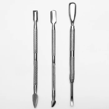 

3Pcs/Set Fashion Design Double Head Stainless Steel Cuticle Nail Pusher Manicure Tool Dead Skin Push for Nail Women Men Hot