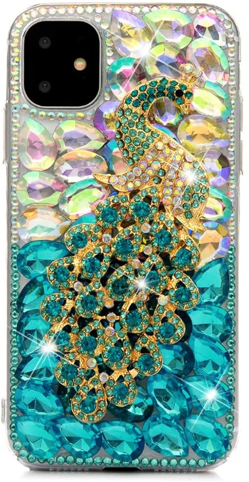 Bling Peacock Gradiente Crystal Cover, Diamond Glitter