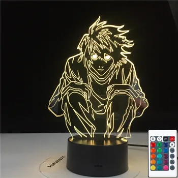 

Manga Death Note L Lawliet Figure Led Night Light for Anime Room Decor Idea Cool Kids Child Bedroom Table Lamp Ryuk 3D-4799
