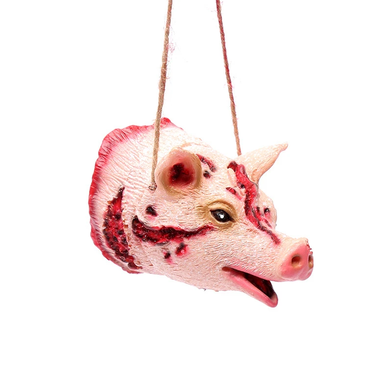 pig Хэллоуин ужас животное висячие украшения моделирование мышь летучая мышь паук свинья голова ожерелье с привидениями украшение дома - Цвет: pig