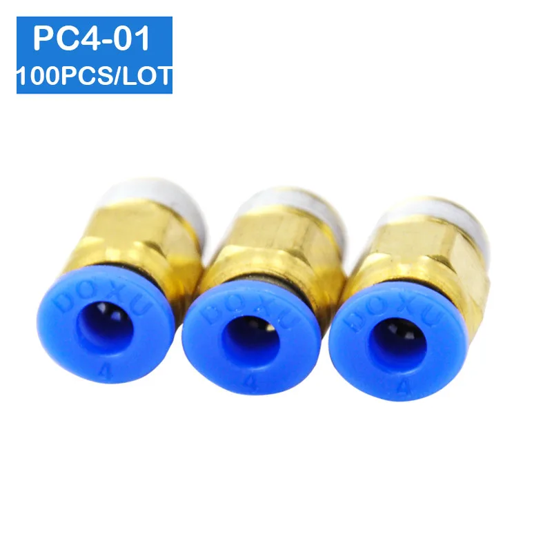 

HIGH QUALITY 100Pcs PC4-01 4mm to 1/8" BSPT Pneumatic Quick Connectors Male Straight One-Touch Air Pneumatic Fitting