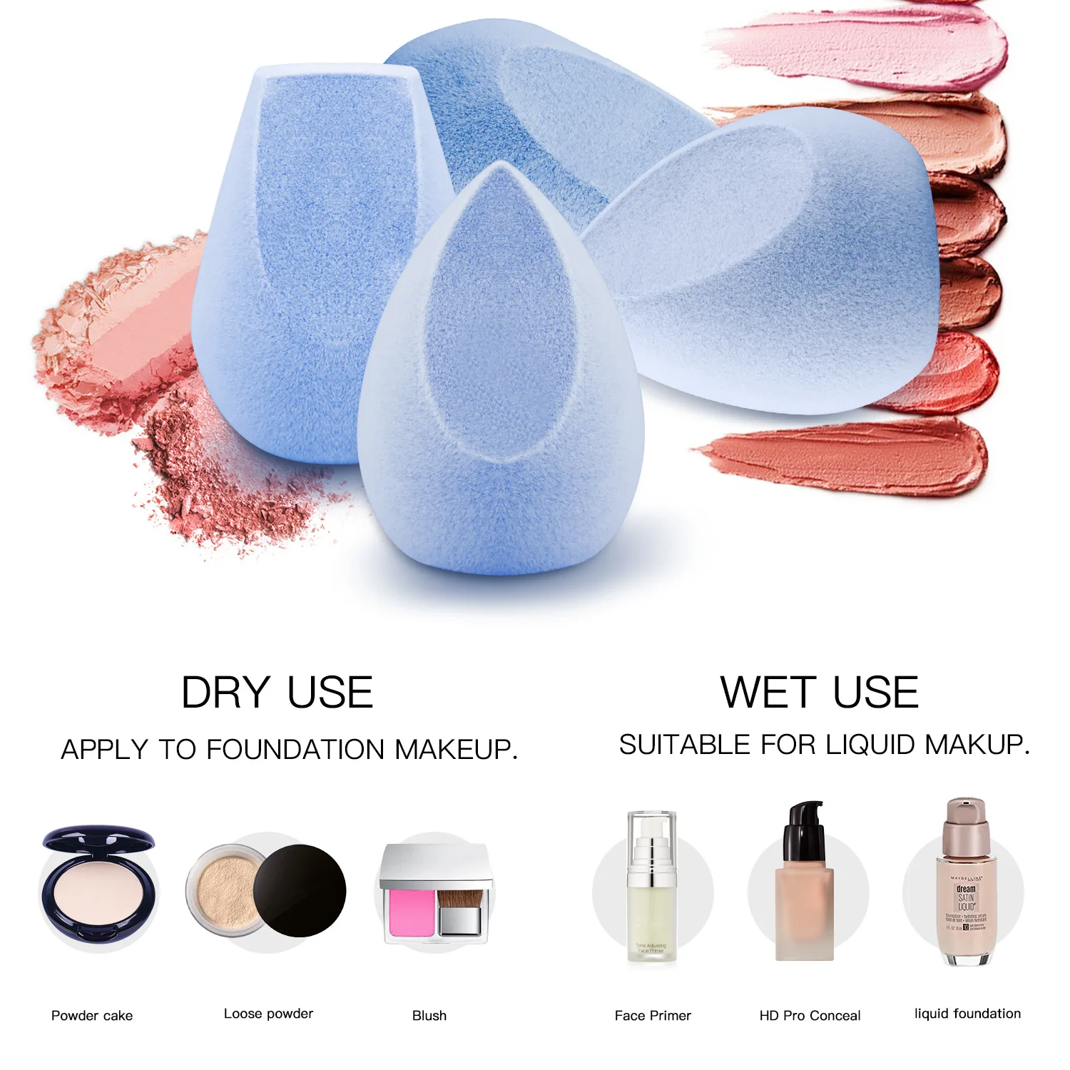

1PCS Microfiber Fluff Surface Cosmetic Puff Velvet Makeup Sponge Non-Latex Powder Liquid Foundation Smooth Make Up Blender