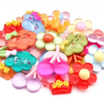 

50Pcs Mixed Color Resin Flower Fruit Animal Planar DIY Craft Supplies Phone Shell Decor Patch Material Ornament Hair Accessories
