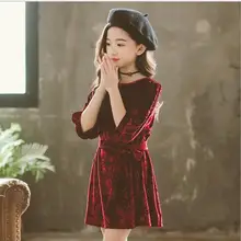 Новинка,, бархатное платье для девочек модные весенние платья с бантом для девочек 3-8 лет, C433