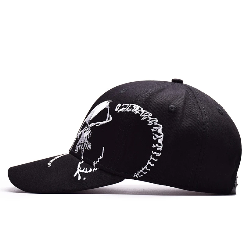 Высокое качество унисекс 100% хлопок уличная бейсбольная кепка с вышитым черепом