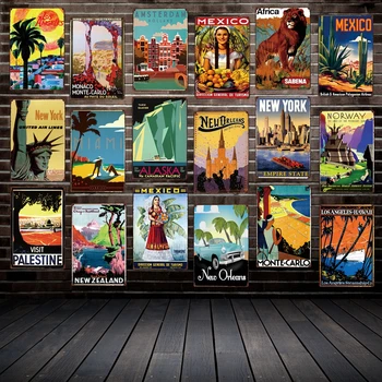 

[ Mike86 ] ANTIQUE TRAVEL Tin Signs Famous Countries Cities Vintage Wall Plaque Art Painting Posters FG-216
