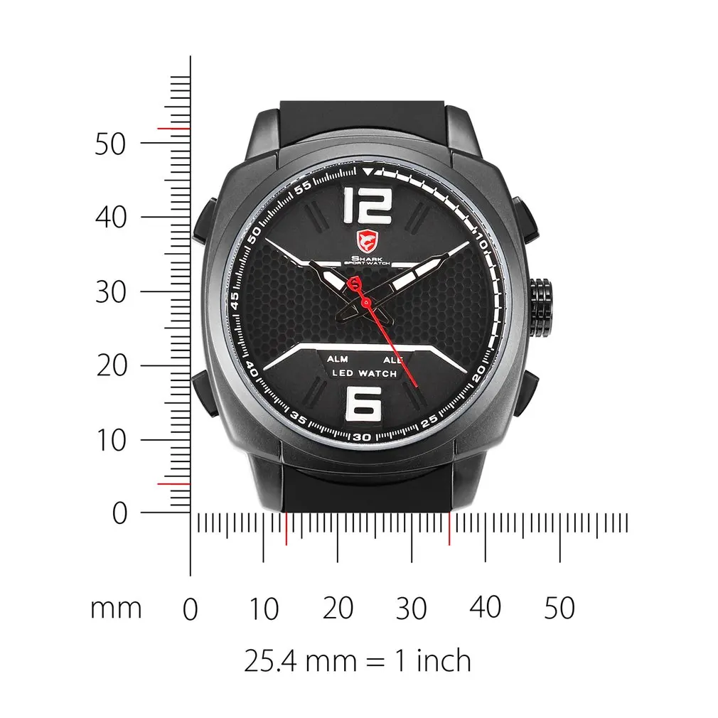 Cool New Whitetip Reef Shark Sport Watch LED Dual Time Zone Date Alarm Top Brand Silicone Quartz-Watch Relogio Masculino / SH486