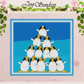

Penguin Pile cartoon counted Cross Stitch 11CT 14CT Cross Stitch Sets wholesale Chinese Cross-stitch Kits Embroidery Needlework
