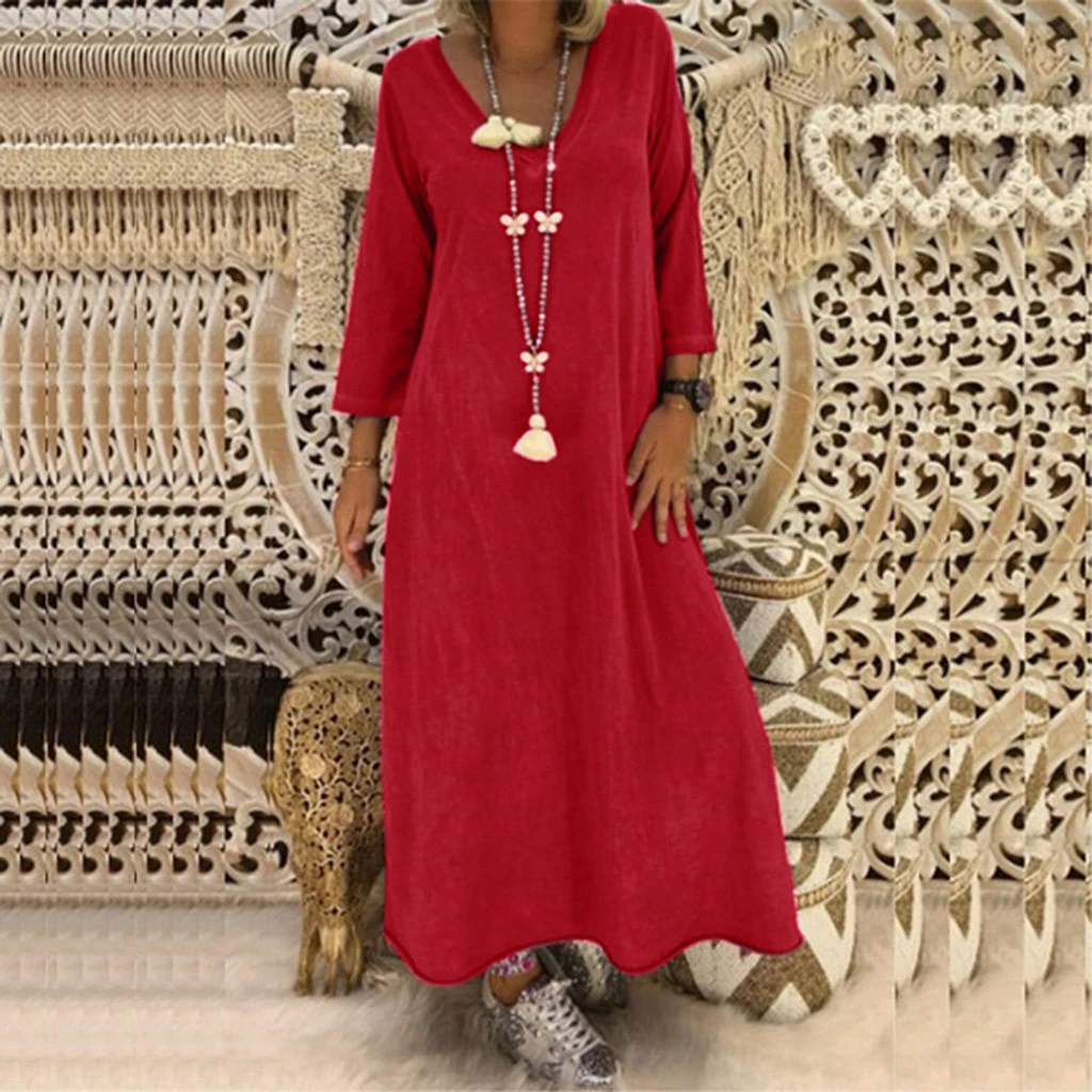 round neck long sleeve maxi dress