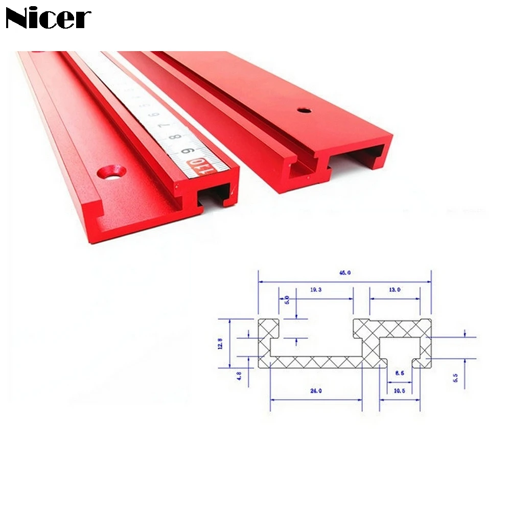 Najtaniej 400 600 800MM 45 typ T track T slot prowadnica ukośna Jig ze stopu Aluminium ze stopu Aluminium zderzak kątowy do obróbki drewna narzędzia diy do piły stołowej Pusher
