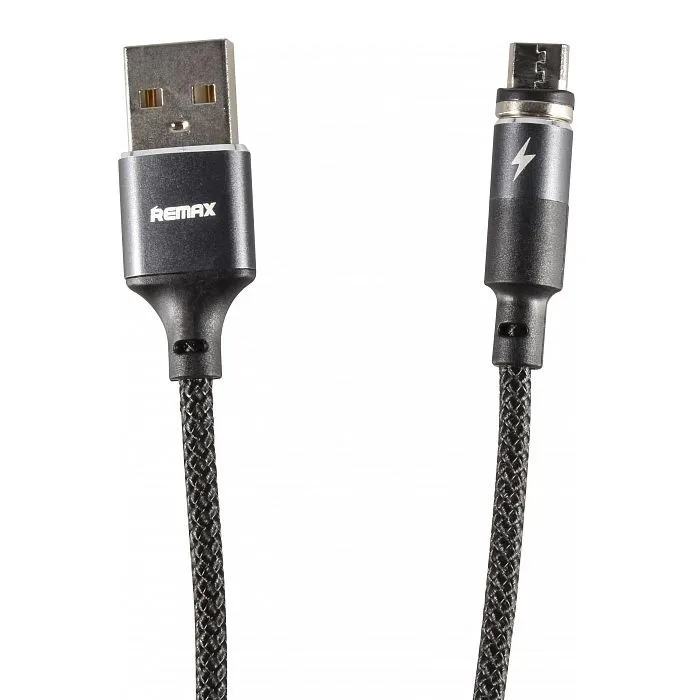 Кабель USB - MicroUSB Remax RC-102m (магнитный оплетка ткань) Черный | Мобильные телефоны и