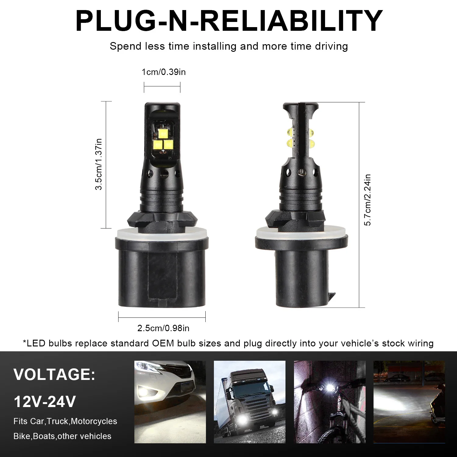V5CSP-H11 Противотуманные фары DC12-24V 320 ° 40 Вт 6500K белый светодиодный светильник ультра яркая замена