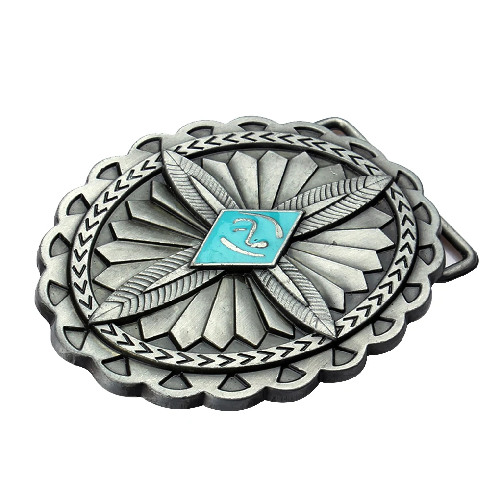 Wave Brims Oval Alloy Flower Shaped Indian Aborigine Belt Buckle for Cowboy Men Accessories Boho Women Belt Buckle