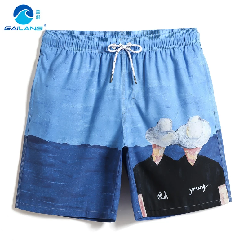 Летний Gailang мужской модный купальный костюм быстросохнущие шорты с принтом для серфинга пляжные шорты с рисунком