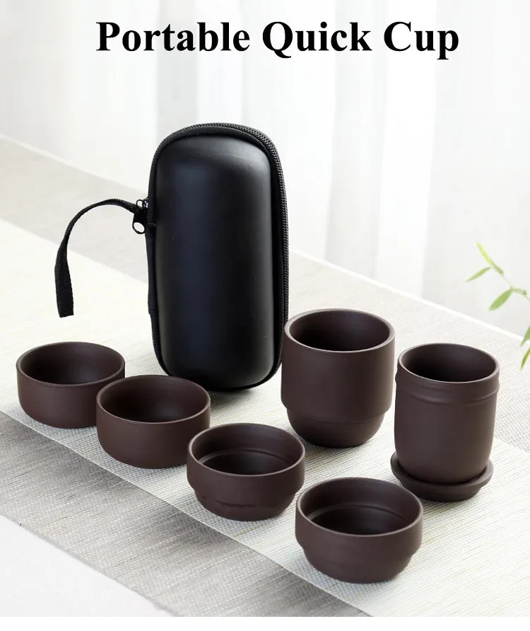 Фиолетовая глина yixing керамический дорожный чайный набор фильтр портативный быстрая чашка 1 чайный горшок 4 чашки для путешествий на открытом воздухе китайская чайная посуда для напитков сумка