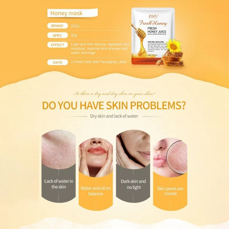 Honey Essence маска для лица увлажняющая отбеливающая продукция для ухода за кожей Антивозрастная питательная листовая невидимая маска для лица
