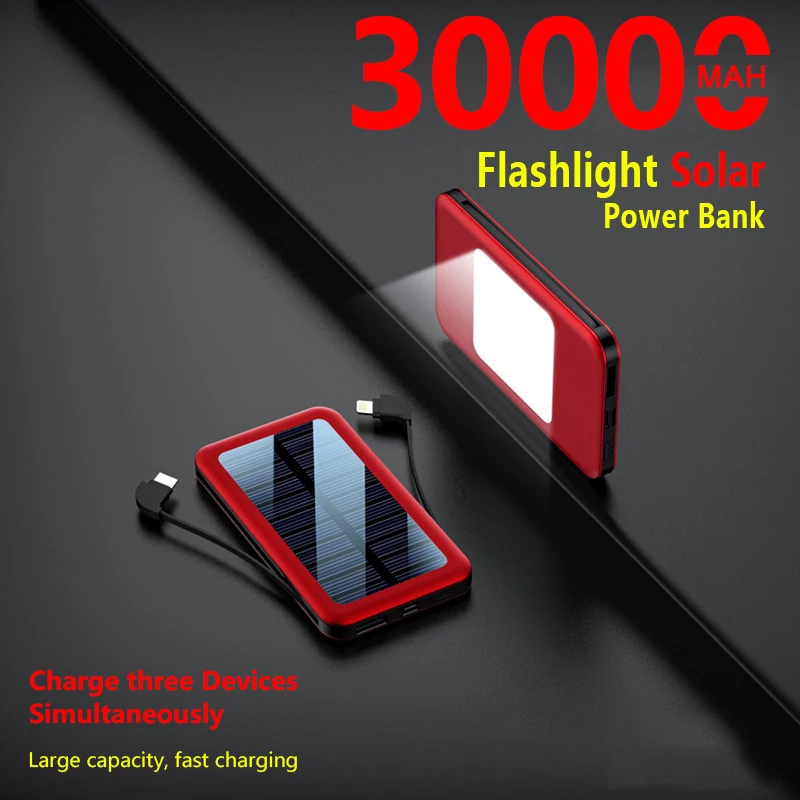 30000mAh внешний аккумулятор солнечная Беспроводная портативная зарядка для